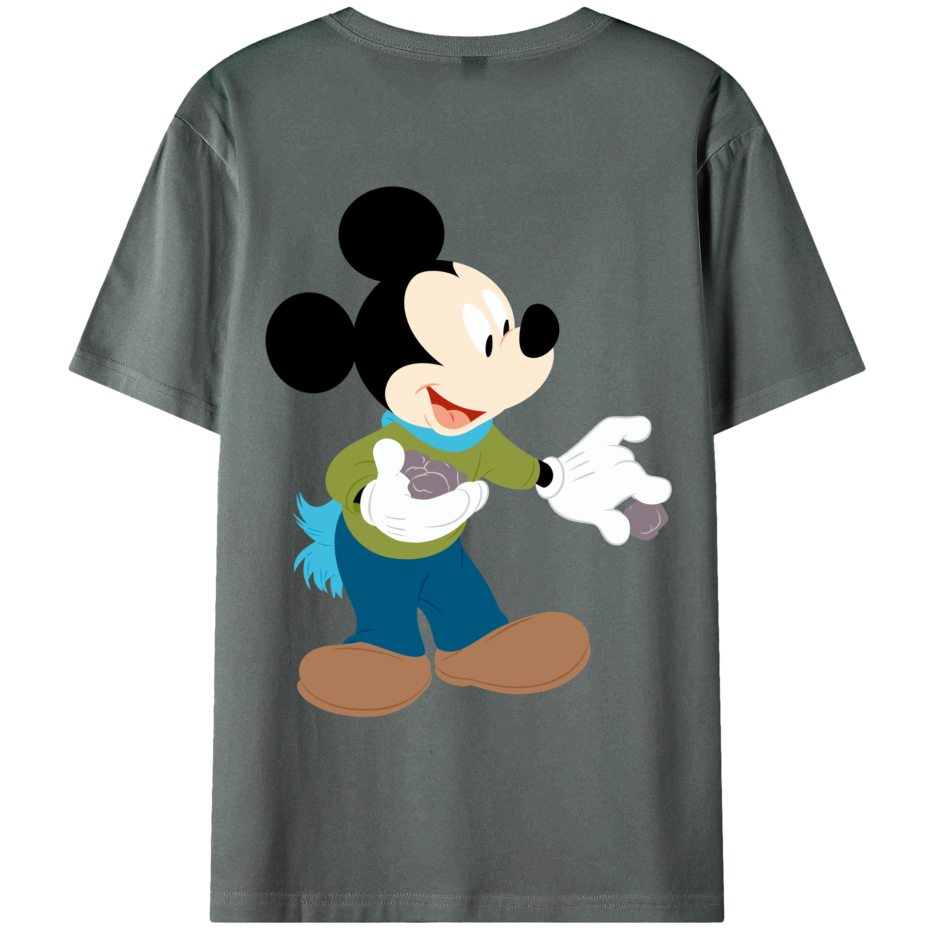 ミッキーマウス Mickey Mouse 綿100％ メンズ半袖Tシャツ（バックプリント） 通気性
